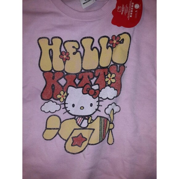 Sanrio Medium Hello KItty Pink Graphic Crewneck Sweatshirt NWT - Picture 9 of 12